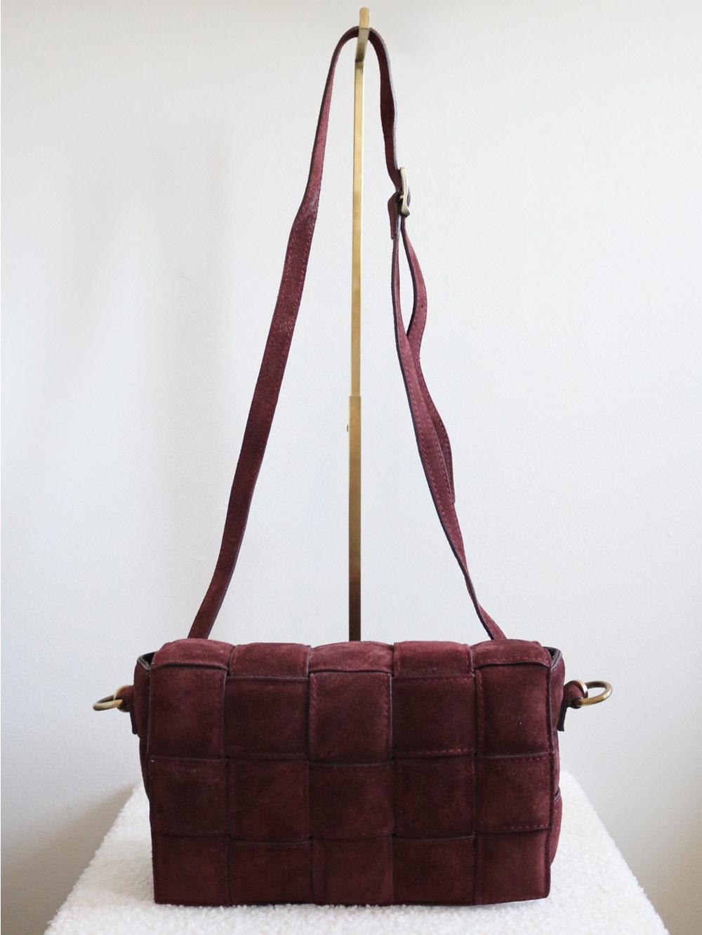 Viola Castellani Woven Maroon Genuine Suede Bag